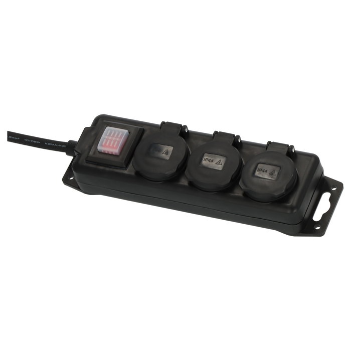 Brennenstuhl Distribuidor de potencia 3 salidas con cable de 2 m H07RN-F3G1.5, Negro