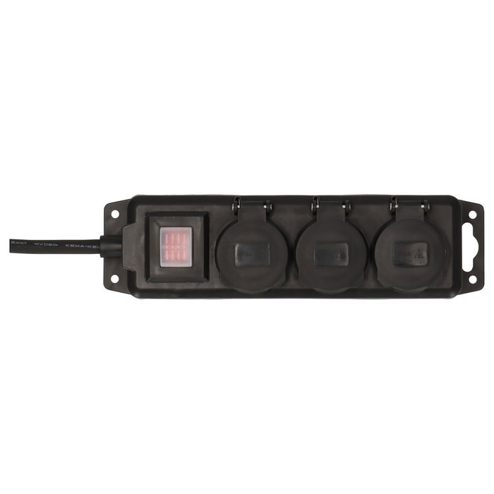Brennenstuhl Distribuidor de potencia 3 salidas con cable de 2 m H07RN-F3G1.5, Negro