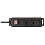Brennenstuhl Distribuidor de potencia 3 salidas con cable de 2 m H07RN-F3G1.5, Negro