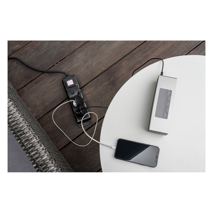 Brennenstuhl Distribuidor de potencia 3 salidas con cable de 2 m H07RN-F3G1.5, Negro