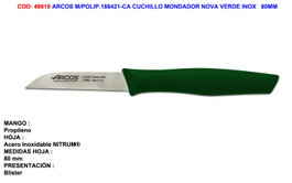ARCOS Cuchillo Mondador Nova Verde de 80 mm