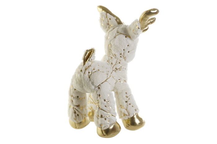 DKD Home Decor Peluche de Reno Blanco y Dorado (Pack de 2)