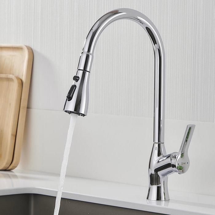 Grifo Monomando Fontastock Cromo Acero Inoxidable Latón Cerámico Aleación de Zinc Forma de C Alto