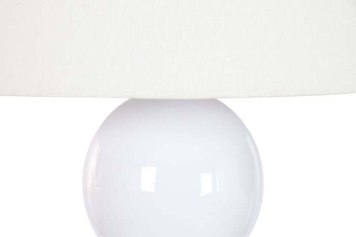 DKD Home Decor Lámpara de Pie de Cerámica y Lino Blanca Brillante