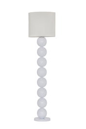 DKD Home Decor Lámpara de Pie de Cerámica y Lino Blanca Brillante