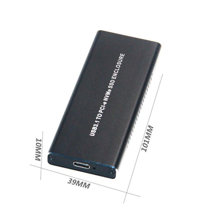 CoreParts Carcasa Externa M.2 PCIe NVMe a USB 3.0/3.1, Tipo M (Solo PCIe/NVMe), Compatible con Longitudes 30mm, 42mm, 60mm, 80mm