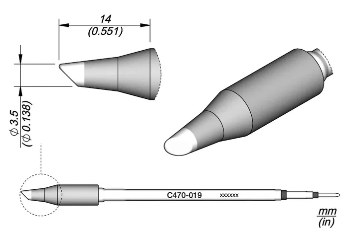JBC TOOLS Pico cono truncado 3,5mm Heavy Duty
