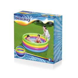 Bestway Piscina Hinchable Infantil 4 Aros Arcoiris 157x46 cm