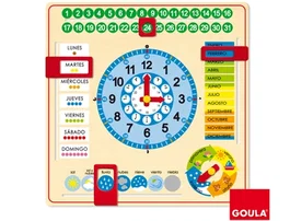 Diset Reloj Calendario Didáctico Infantil de Aprendizaje Meses Estaciones Tiempo Días Horas Minutos Fichas Móviles No Extraíbles 2 Años Juego Educativo 44x44x3 cm