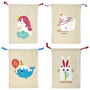 Tom et Zoe Bolsa Pijama Infantil Lona Cuerda Modelos Gato Conejo Cisne Unicornio 35x27 cm