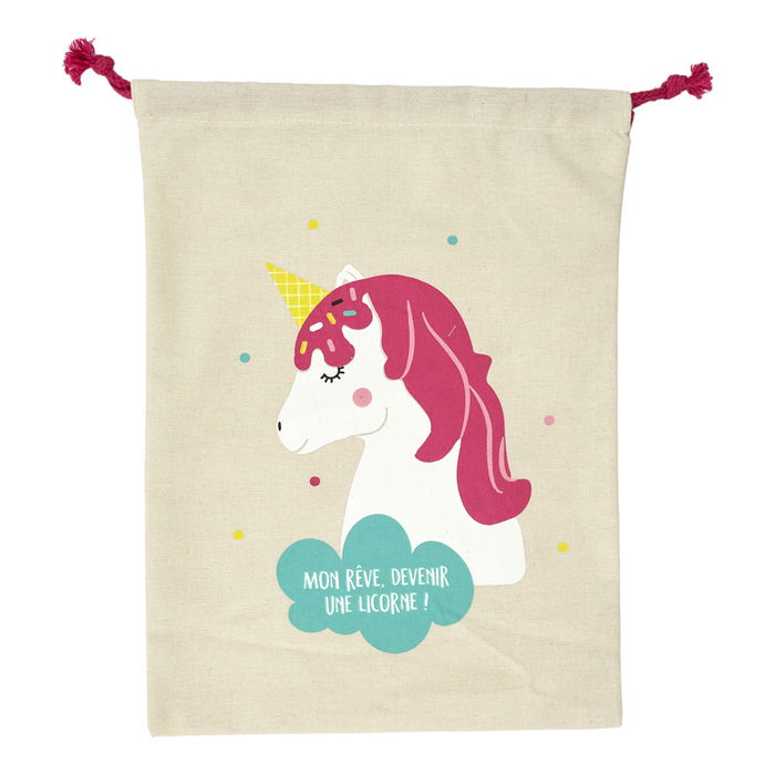 Tom et Zoe Bolsa Pijama Infantil Lona Cuerda Modelos Gato Conejo Cisne Unicornio 35x27 cm