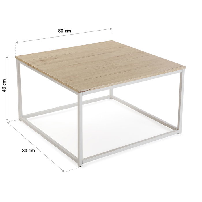 Versa Mesa de Centro Cuadrada Clara 80x80x46 cm Madera