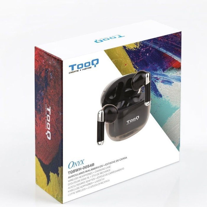 Tooq Onyx TQBWH-0054B Auriculares Inalámbricos con Estuche de Carga - Negro