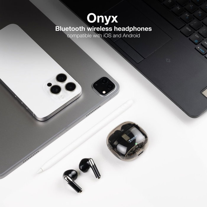 Tooq Onyx TQBWH-0054B Auriculares Inalámbricos con Estuche de Carga - Negro