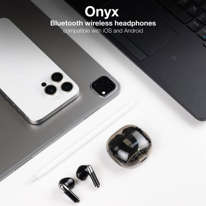 Tooq Onyx TQBWH-0054B Auriculares Inalámbricos con Estuche de Carga - Negro