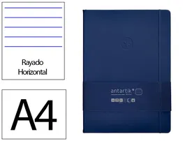 Antartik Cuaderno A4 Tapa Dura Hojas Rayas Azul Marino 100 Hojas 80gr FSC