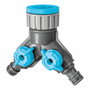 Cellfast Distribuidor de 2 vías con válvulas para grifo de rosca 6 bar, ½ pulg - ¾ pulg
