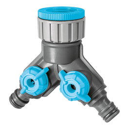 Cellfast Distribuidor de 2 vías con Válvulas para Grifo 6 bar, ½ pulg - ¾ pulg