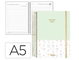 Liderpapel Agenda Oficina Fantasy 2027 Día Página A5 Menta