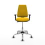 PIQUERAS Y CRESPO Taburete Elche CP Bali amarillo con brazos y base cromada