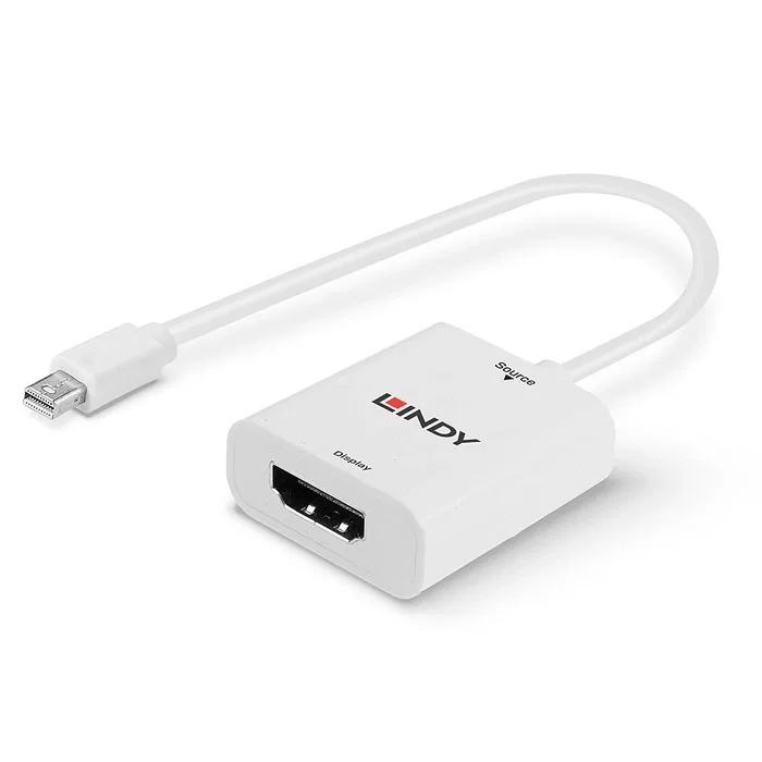 Lindy 41069 Adaptador Mini DisplayPort Macho a HDMI Hembra Tipo A, Resolución 4K 3840x2160/2160p, Blanco