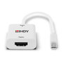 Lindy 41069 Adaptador de Cable de Vídeo Mini DisplayPort a HDMI Tipo A (Estándar) Blanco