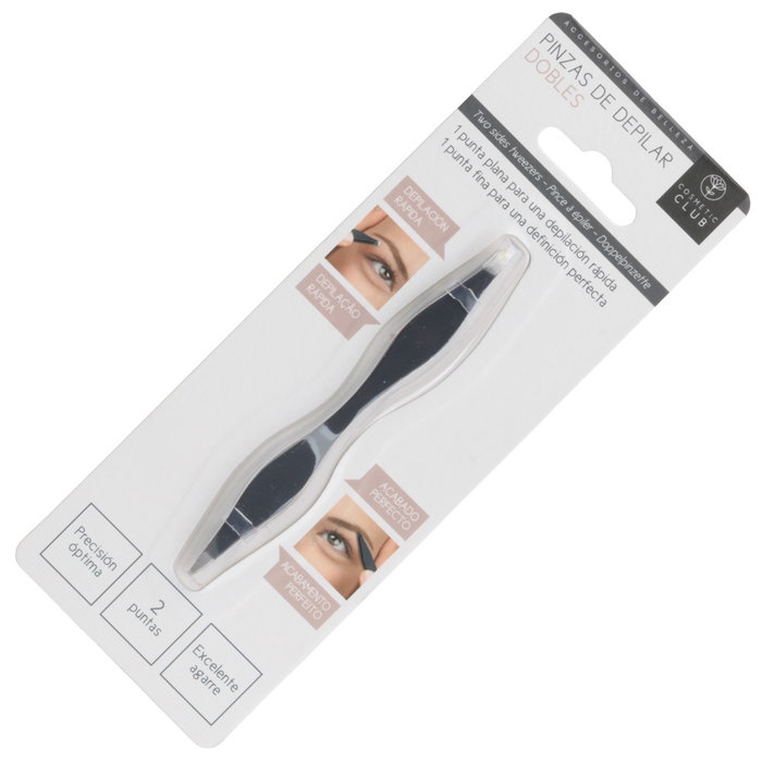 Cosmetic Club Pinzas Depilación Doble Función Punta Plana y Fina Precisión Óptima