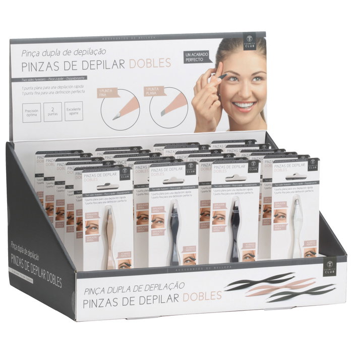 Cosmetic Club Pinzas Depilación Doble Función Punta Plana y Fina Precisión Óptima