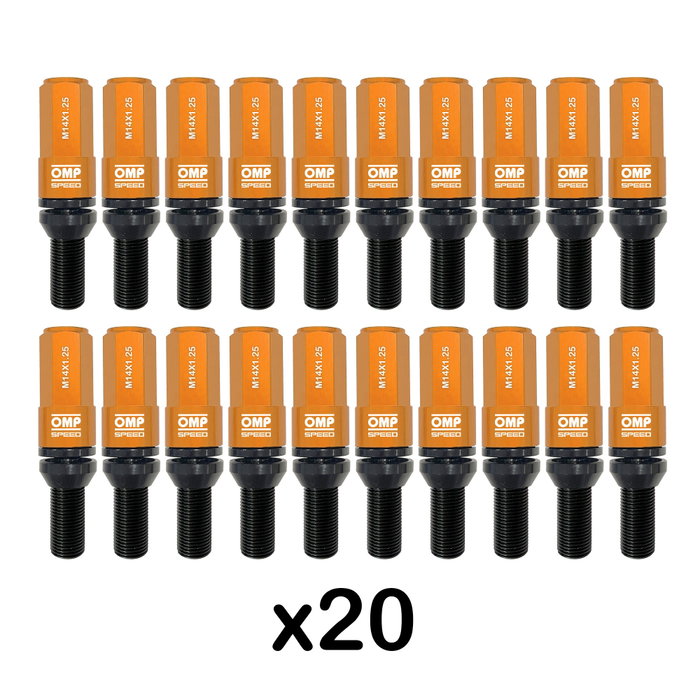Omp Juego de 20 Tornillos Speed M14x1.25 con Protector Naranja