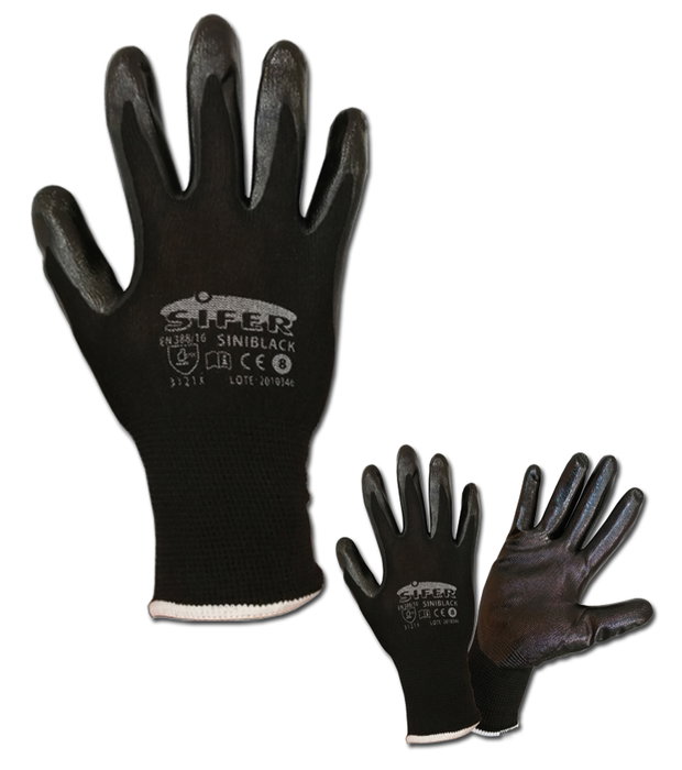 SIFER Guante Nitrilo Negro Nylon T=7 SINIBLACK-TITAN SIFER Guante Nitrilo Negro Nylon T=7 SINIBLACK-TITAN