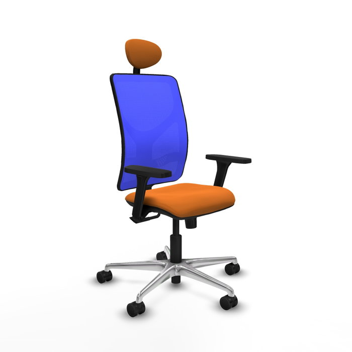 PIQUERAS Y CRESPO Silla de oficina Motilla con mecanismo Sincro, Similpiel Naranja y Malla Azul PIQUERAS Y CRESPO Silla de oficina Motilla con mecanismo Sincro, Similpiel Naranja y Malla Azul