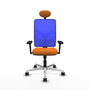 PIQUERAS Y CRESPO Silla de oficina Motilla con mecanismo Sincro, Similpiel Naranja y Malla Azul