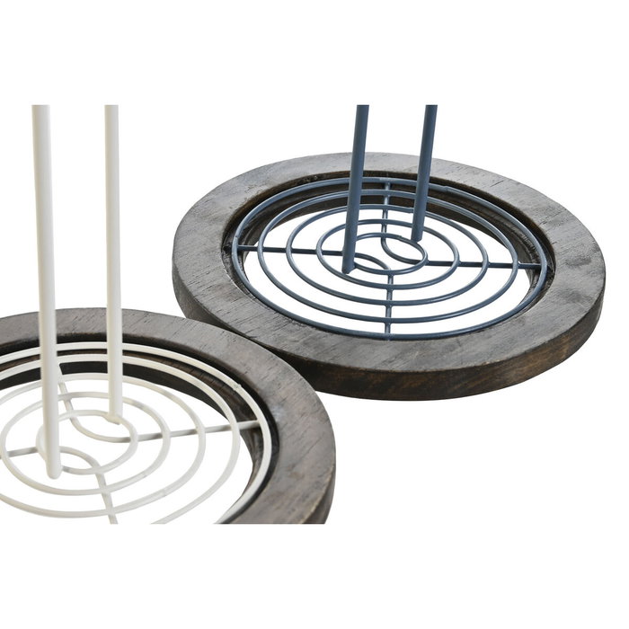 DKD Home Decor Portarrollos de Metal y Rubberwood, Surtido de 2 Unidades (Azul y Blanco)