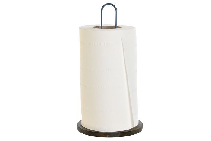 DKD Home Decor Portarrollos Básico Azul Blanco Metal Rubberwood 15 x 31 x 15 cm (2 Unidades)