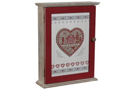 DKD Home Decor Armario para llaves de MDF con tapa Rojo