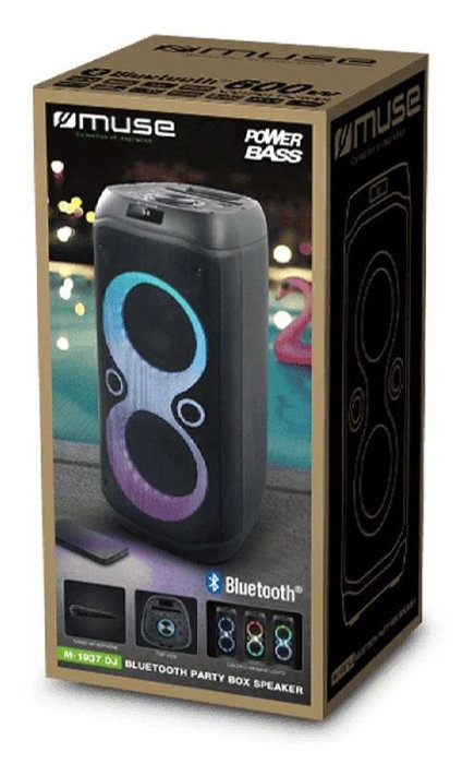 Muse Altavoz Party 72 cm 600W con Bluetooth, USB, Micro SD, Micrófono y Luces LED