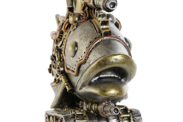 DKD Home Decor Figura de Resina Pez Gris y Multicolor