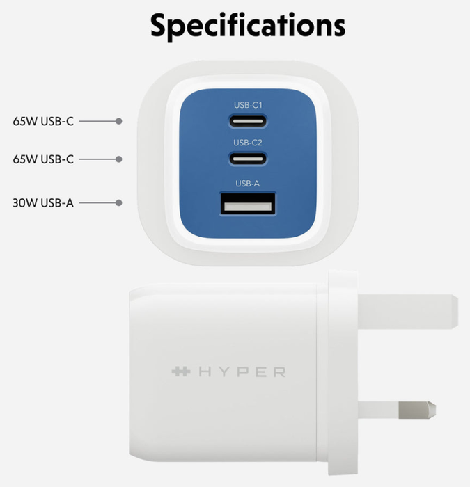 Targus HyperJuice Flex 65W GaN Cargador Azul y Blanco