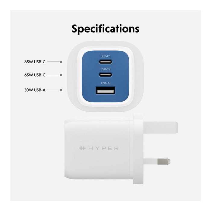 Targus HyperJuice Flex 65W GaN Cargador Azul y Blanco