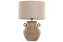 DKD Home Decor Lámpara Sobremesa Cottage Terracota Gres Lino 35 x 48 x 35 cm