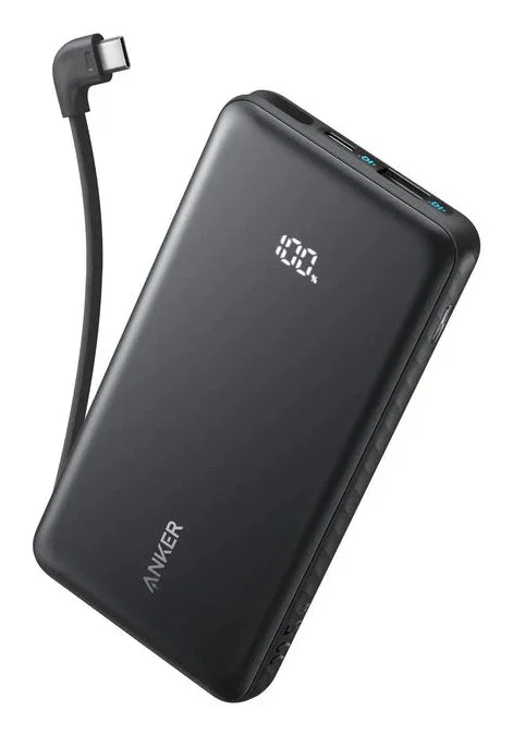 Anker Powerbank 10000 mAh 30W con Cable USB-C Integrado - Negro