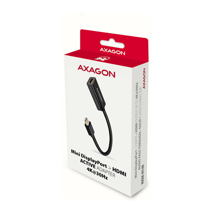 Axagon RVDM-HI14N Adaptador Mini-DisplayPort a HDMI 4K/30 Hz 15 cm negro Axagon RVDM-HI14N Adaptador Mini-DisplayPort a HDMI 4K/30 Hz 15 cm negro