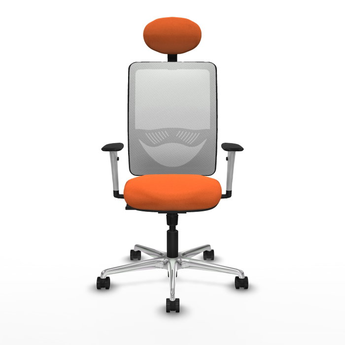 PIQUERAS Y CRESPO Silla de oficina Zulema con mecanismo Sincro, Tela Naranja y Malla Blanca