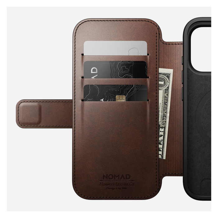 Nomad Modern Leather Folio para iPhone 17 Pro en Marrón Rustic