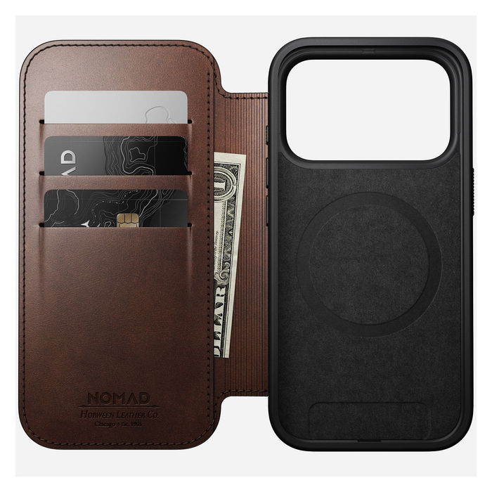 Nomad Modern Leather Folio para iPhone 17 Pro en Marrón Rustic