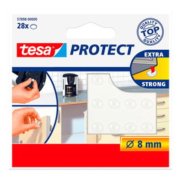 Tesa Proteger y Silenciar - Gota Autoadhesiva Protectora Transparente, Ø8 mm, Pack de 28 Unidades para Evitar Deslizamientos y Reducir Ruido