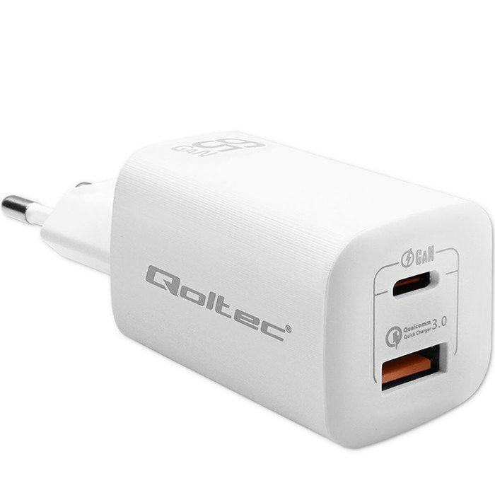 Qoltec Ładowarka sieciowa 65W GaN ULTRA Blanco