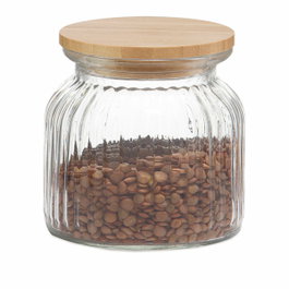 Andrea House Bote de cocina de vidrio con tapa de bambú 600 ml