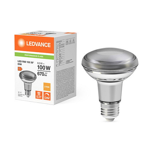 OSRAM Bombilla LED R80 DIM P Regulable E27 8,5W 670lm 2700K