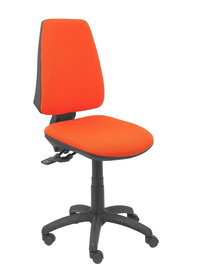 Silla de oficina Elche con mecanismo Asincro tapizada con Tela color Naranja oscuro. Equipada con Base poliamida negra, Sin brazos y Ruedas de nailon 50 mm